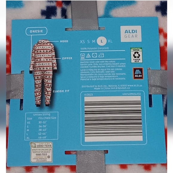 Aldi Gear 1 Piece Pajamas Size Large Holiday Christmas Winter New NWT - Picture 4 of 6